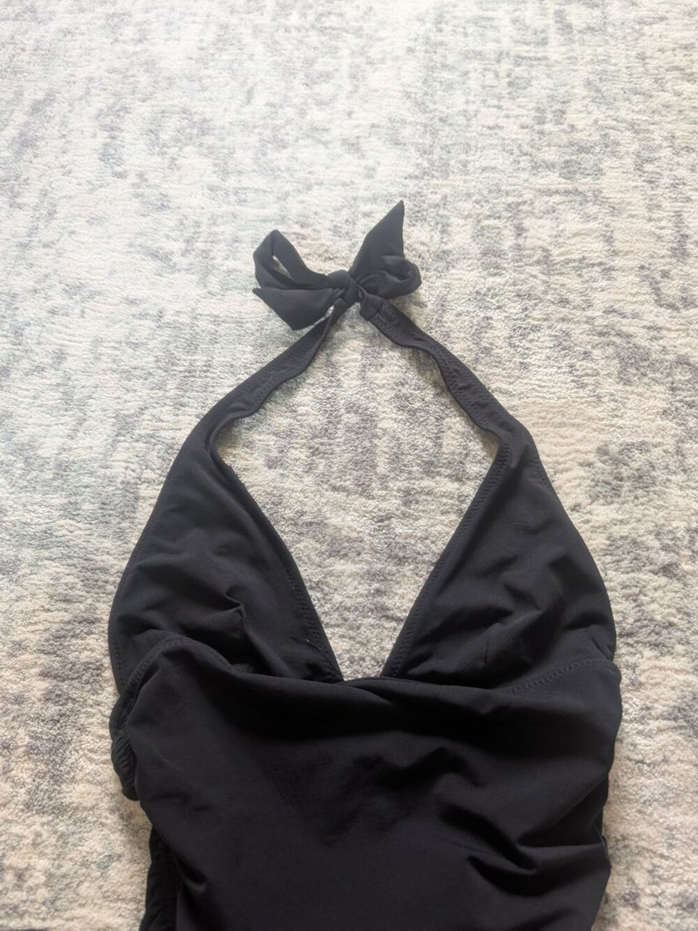 DKNY Black Halter One Piece Swimsuit Ruched Tummy Control Size 6 - Picture 2 of 5